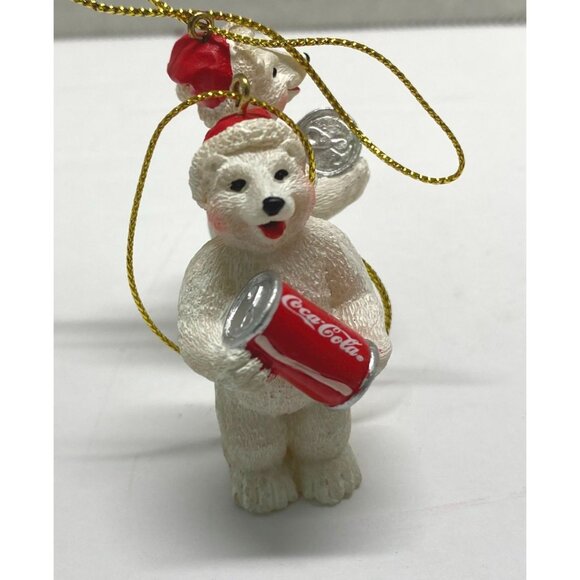 Coca-Cola Polar Bear Christmas Tree Ornament Holding Coke Cans Anthropomorphic - Picture 6 of 8